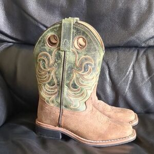 Kids Western Cowboy Boots - Green and Brown